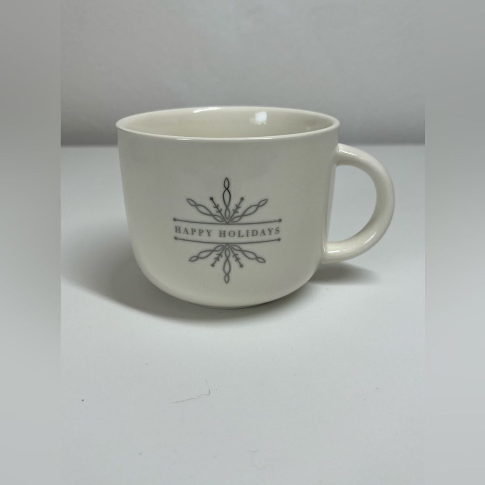 Place & Time Happy Holidays Crackle Glaze Snowflake Coffee Tea Mug 16 Oz